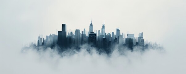 Fototapeta premium Cityscape Shrouded in Heavy Dark Fog - Abstract Depiction of Depression