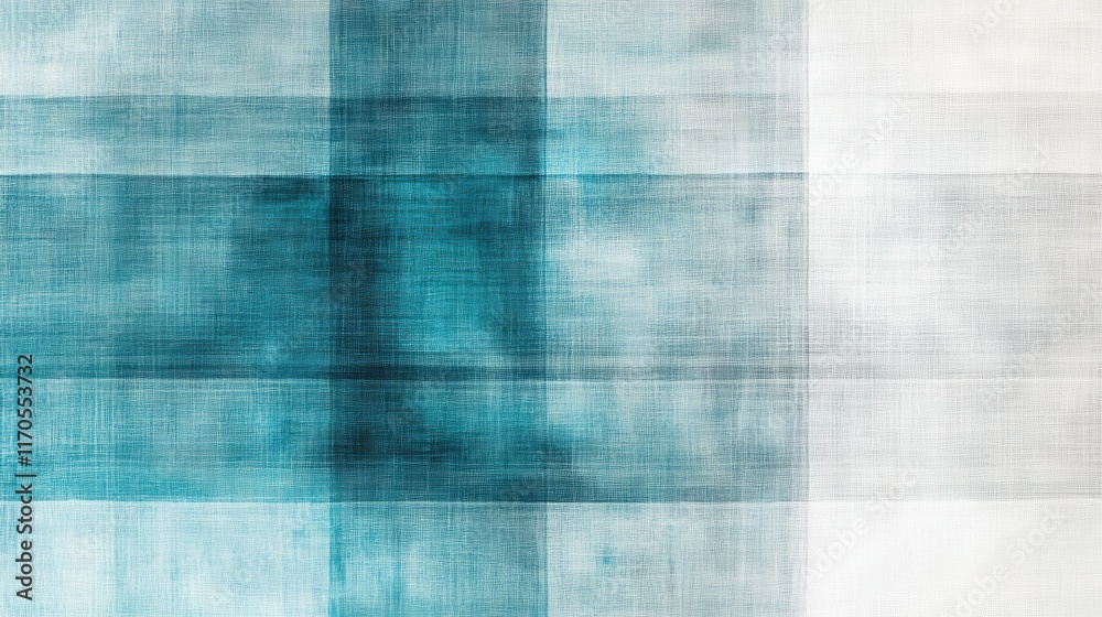 Poster Soft pencil strokes create a muted teal grid pattern on fabric with subtle variations in texture and color