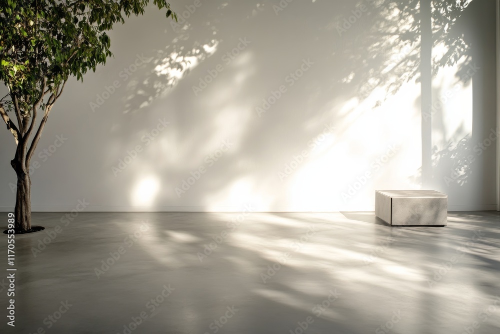 Aufkleber A striking metal sculpture with sharp angles is displayed in a gallery, illuminated by a spotlight, creating intricate reflections on the floor