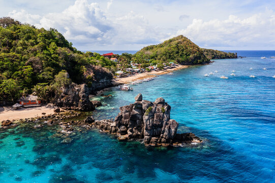 Aerial view of the coast, Apo island, Philippines