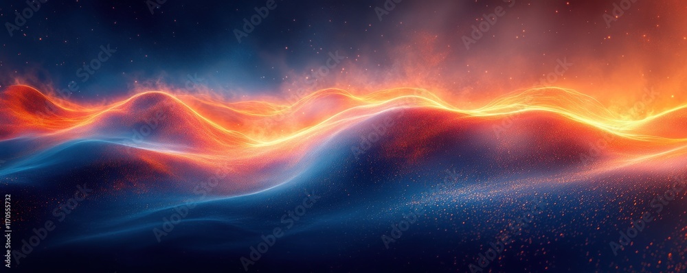 Leinwandbilder Futuristic Abstract Digital Landscape Background for Technology AI Neural Networks Data Transfer and Encryption