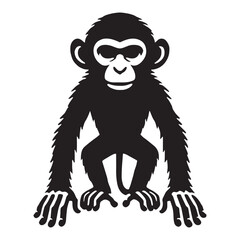 Monkey silhouette for creative artistic projects - Monkey black vector
