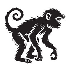 Stylish monkey silhouette for unique artistic designs - Monkey illustration - minimallest monkey vector
