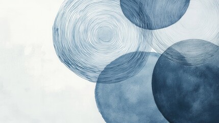 Minimalist design featuring pencil strokes and circular shapes in shades of blue on a light backdrop for artistic inspiration