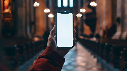 A colorful app display on a modern smartphone, securely held against a clean and minimalist backdrop