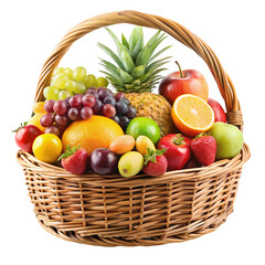 fruit basket isolated on white
