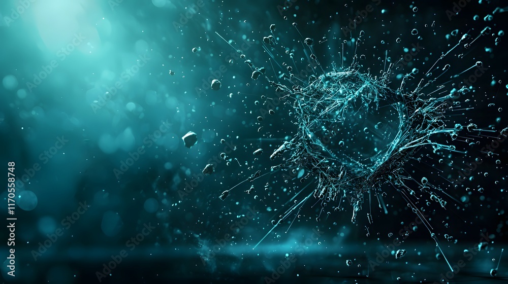 Poster Quantum Computing Simulation Showcasing the Conservation of Momentum in a Particle Accelerator  The image depicts the collision of particles and the equal distribution of momentum