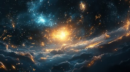 Naklejka premium Stunning celestial display of meteor showers illuminating the night sky with vibrant colors and dense star patterns