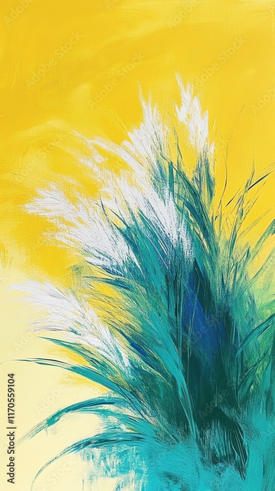 Poster bright turquoise and sunny yellow blend harmoniously in an abstract display of vibrant color and tex