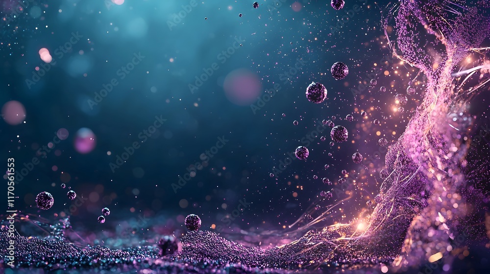 Poster quantum computing illustrating energy conservation principle in a system of colliding particles show