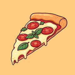 Flying Slice Of Pizza Cartoon Vector Illustration. Fast Food Concept Isolated Vector. Flat Cartoon Style