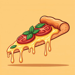 Flying Slice Of Pizza Cartoon Vector Illustration. Fast Food Concept Isolated Vector. Flat Cartoon Style