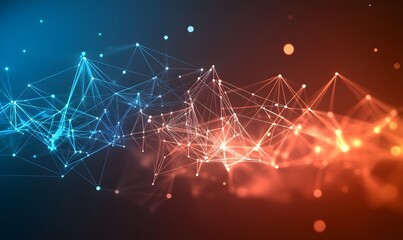 Abstract blue and orange digital network connection.