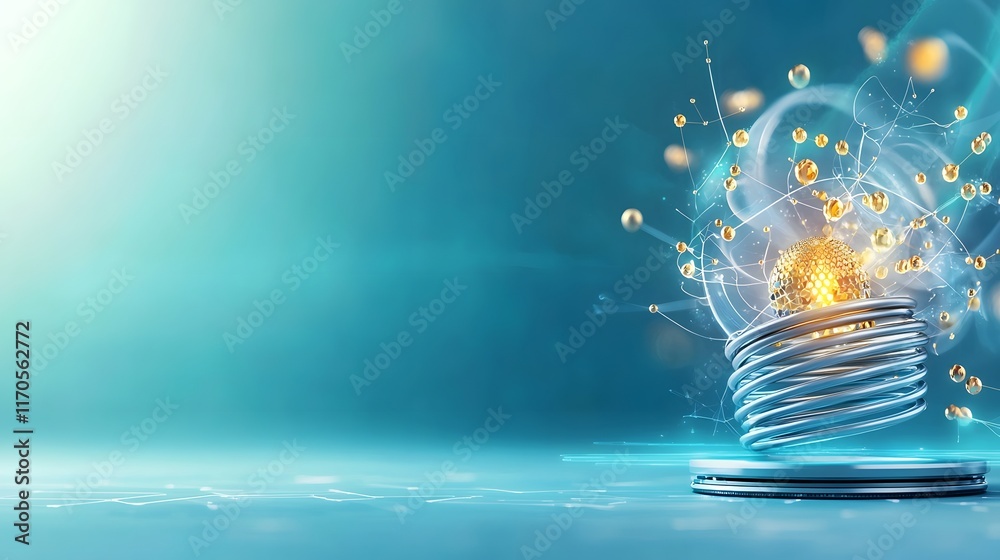 Poster quantum computing demonstrating the law of conservation of energy in an oscillating spring system