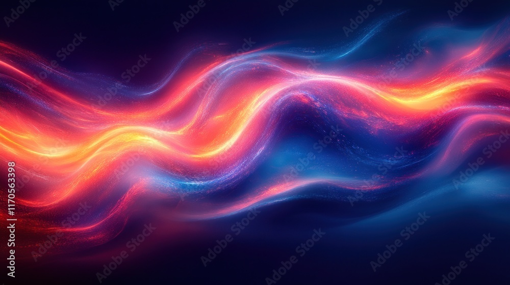 Aufkleber Dynamic Abstract Artwork with Vibrant Red and Blue Light Streaks and Neon Effects in High Speed Motion Blur