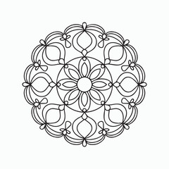 simple mandala art. Henna tatoo mandala. Mehndi style. Decorative pattern in oriental style. Coloring book page.