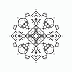 simple mandala art. Henna tatoo mandala. Mehndi style. Decorative pattern in oriental style. Coloring book page.