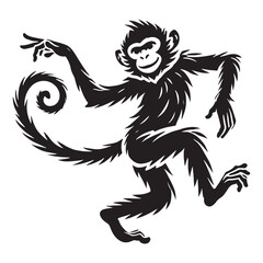 Creative Dancing Monkey silhouette for unique designs - Dancing Monkey illustration - minimallest Dancing Monkey vector
