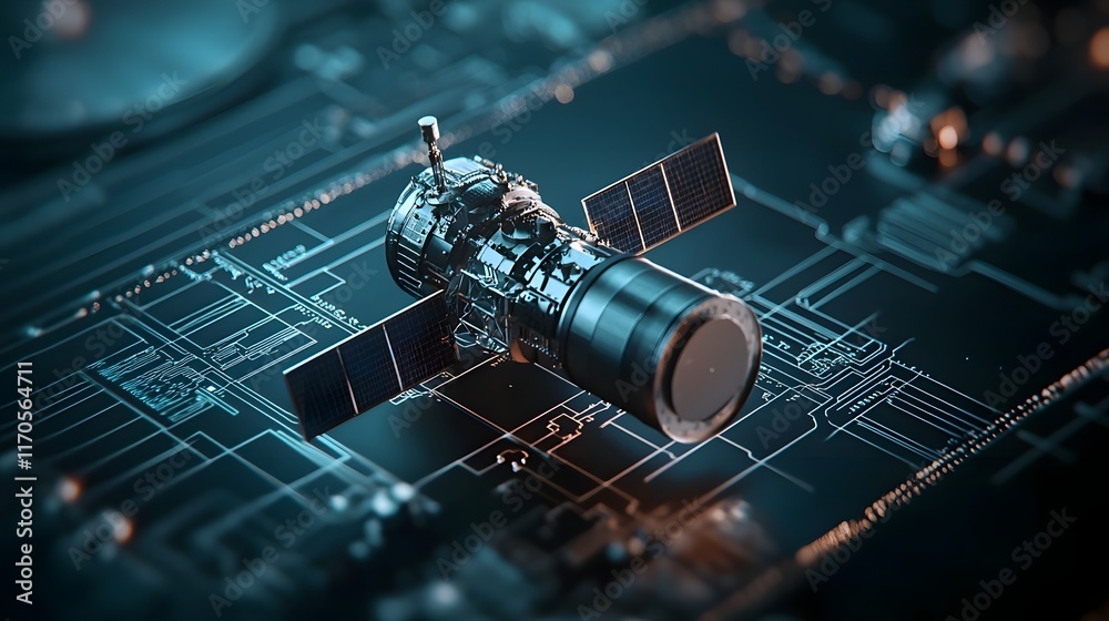 Poster quantum computing modeling the effect of gravity on the trajectory of a spacecraft demonstrating gra