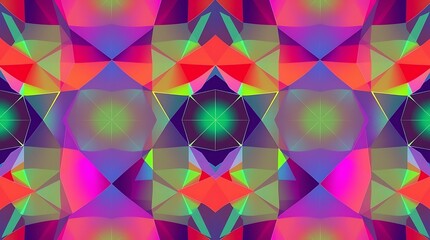 Vibrant Kaleidoscope: A mesmerizing, abstract pattern of geometric shapes in vibrant hues, evoking a sense of energy and dynamism.