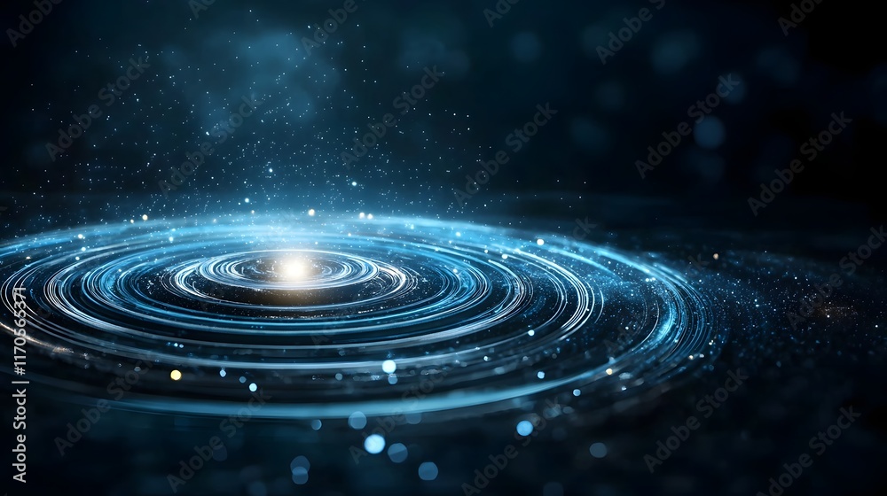 Poster quantum simulation visualizing the effects of gravity on light demonstrating gravitational around a 
