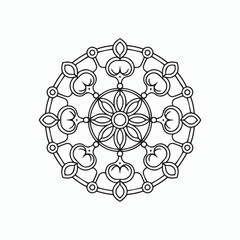 simple mandala art. Henna tatoo mandala. Mehndi style. Decorative pattern in oriental style. Coloring book page.