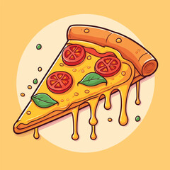 Flying Slice Of Pizza Cartoon Vector Illustration. Fast Food Concept Isolated Vector. Flat Cartoon Style