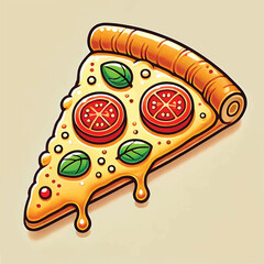 Flying Slice Of Pizza Cartoon Vector Illustration. Fast Food Concept Isolated Vector. Flat Cartoon Style