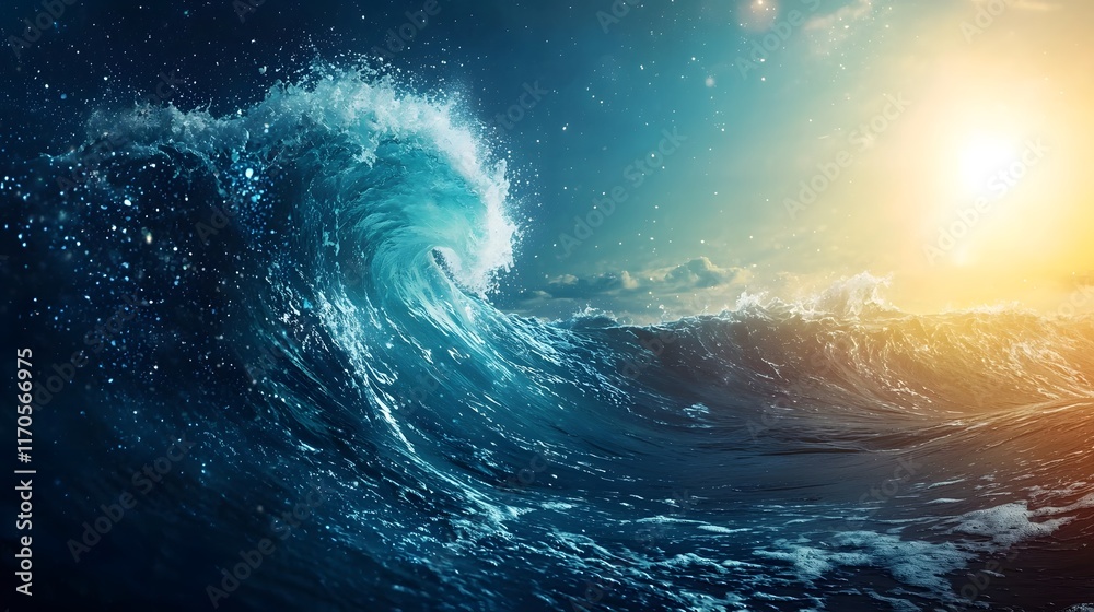 Poster quantum computing visualizing the interaction of gravity and tidal forces illustrating the effect on