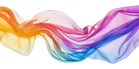 isolated rainbow colored wavy silk or satin banner	