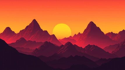 Obraz premium Majestic Mountains Sunset Vibrant Colors Landscape