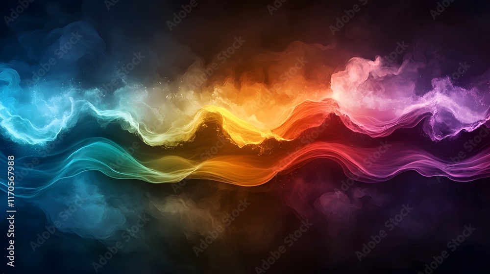 Poster quantum computing visualization of the wave equation demonstrating the behavior of waves in differen