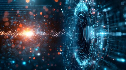 Quantum Computing Visualization of the Wave Equation Demonstrating the Behavior of Waves in Different Quantum States with Copy Space on the Top Left