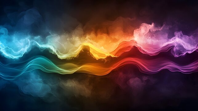 Quantum Computing Visualization of the Wave Equation Demonstrating the Behavior of Waves in Different Quantum States Leaving Copy Space on the Top Left for Text Overlay