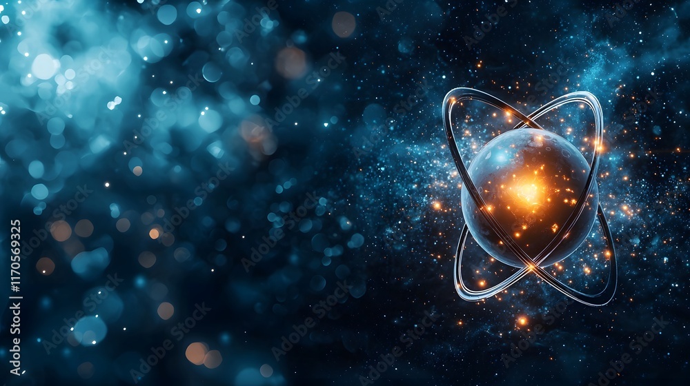 Poster quantum computing visualization of hamiltonian operator in quantum mechanics showcasing the energy l