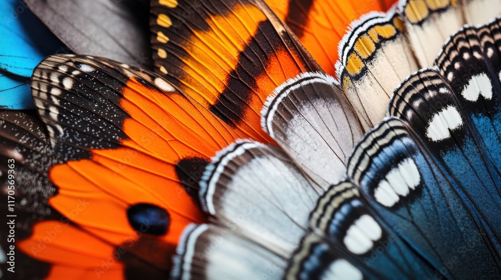 Poster polished close-up details of vibrant butterfly wings showcasing intricate patterns and colors