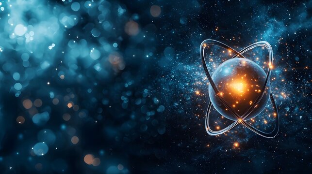 Quantum Computing Visualization of Hamiltonian Operator in Quantum Mechanics Showcasing the Energy Levels of Quantum States with Copy Space on the Left Side for Potential Placement of Text or Graphic
