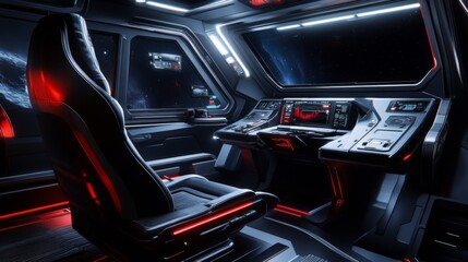 Futuristic Spacecraft Interior with Ambient Lighting