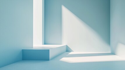 Fototapeta premium Minimalist Blue Room Corner Platform Display