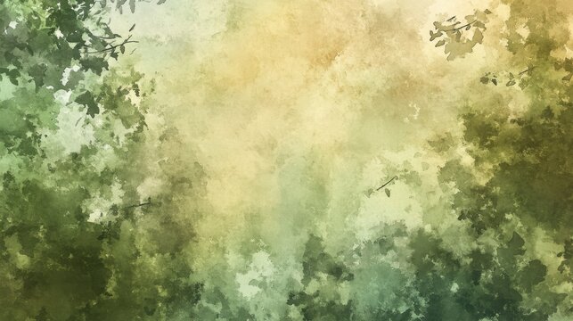 Nature-inspired watercolor background featuring soft greens and amber tones evoking tranquility and serenity in a serene atmosphere