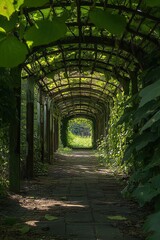 Obraz premium Tunnel linden alley in spring, fresh green foliage, park