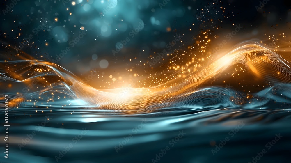 Poster Quantum Computing Simulation Depicting Laplace Equation Fluid Dynamics and Potential Fields with Copy Space at the Bottom Left  Abstract Digital Visualization of Mathematical and Scientific Concepts
