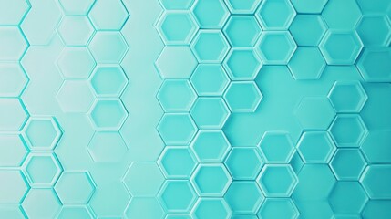 Obraz premium Abstract teal hexagon pattern, digital background, 3D render, technology texture
