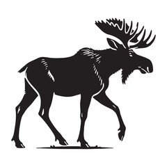 Moose silhouette for digital and print use - Moose black vector

