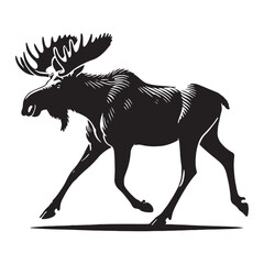 Detailed moose silhouette for digital projects - Moose black vector
