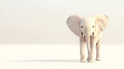 A baby elephant standing in the snow