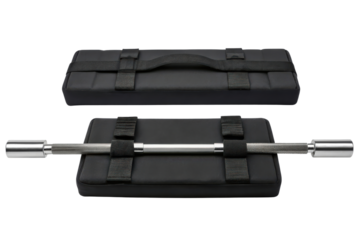 Black padded barbell storage case isolated with transparent background