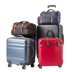 Luggage consisting of large suitcases rucksacks and travel bag .