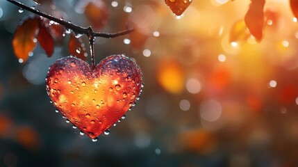 Heart Shaped Drop Abstract Digital Background, Generative AI