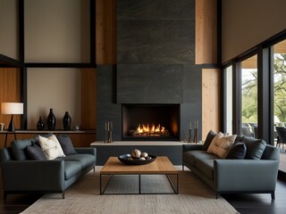 living room with fireplace